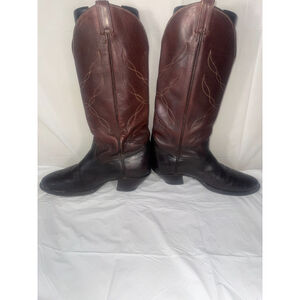 Tony Lama Cowboy Boots vintage black label size 11D 17.5" tall